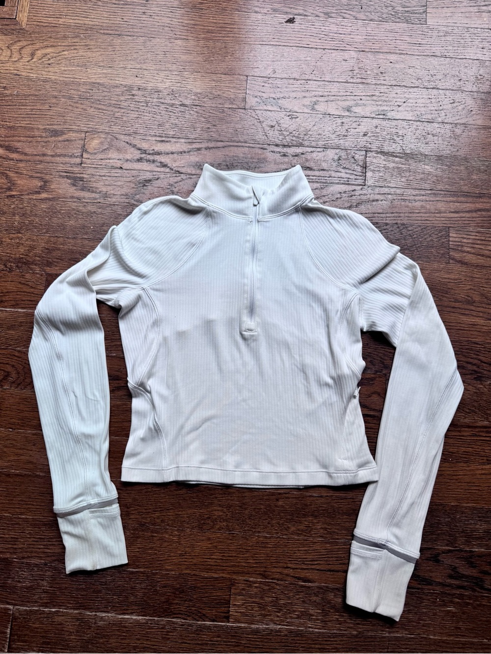 Lululemon It’s Rulu Ribbed Cropped Half-Zip White Size 4